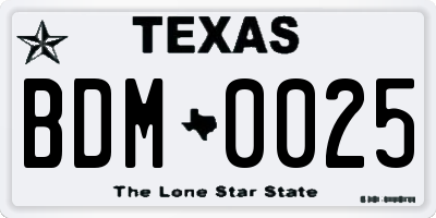 TX license plate BDM0025