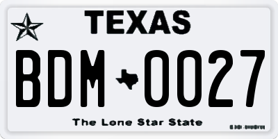 TX license plate BDM0027