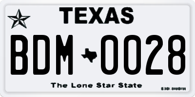 TX license plate BDM0028