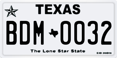 TX license plate BDM0032