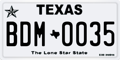 TX license plate BDM0035