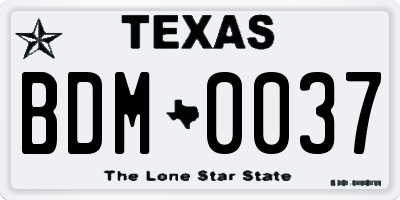 TX license plate BDM0037