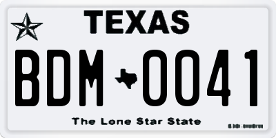 TX license plate BDM0041
