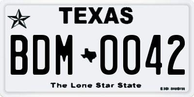 TX license plate BDM0042