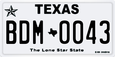 TX license plate BDM0043