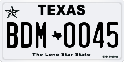 TX license plate BDM0045