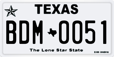 TX license plate BDM0051