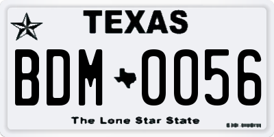 TX license plate BDM0056
