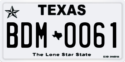 TX license plate BDM0061