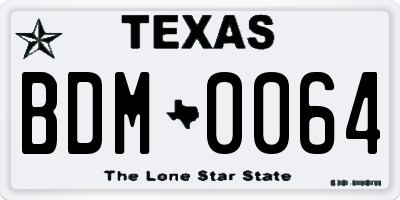 TX license plate BDM0064