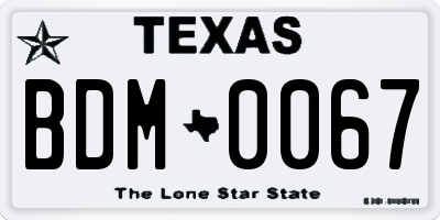 TX license plate BDM0067