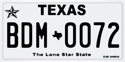TX license plate BDM0072