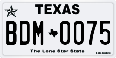 TX license plate BDM0075