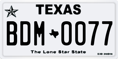 TX license plate BDM0077