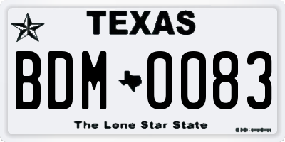 TX license plate BDM0083
