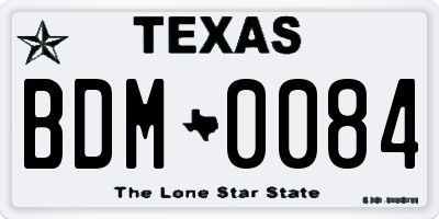 TX license plate BDM0084