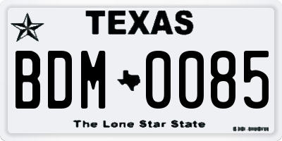 TX license plate BDM0085