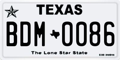 TX license plate BDM0086