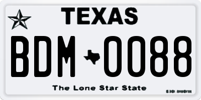 TX license plate BDM0088