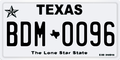 TX license plate BDM0096