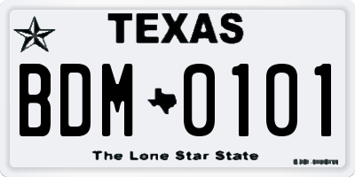 TX license plate BDM0101