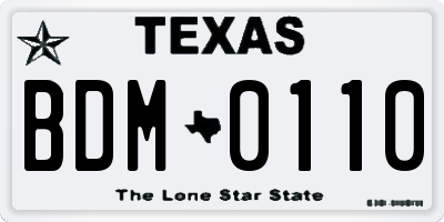 TX license plate BDM0110