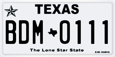 TX license plate BDM0111