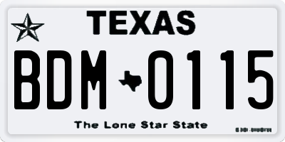 TX license plate BDM0115