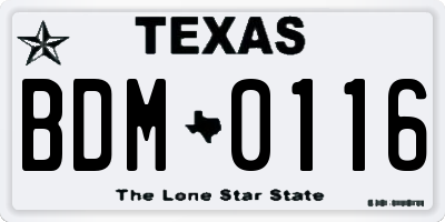 TX license plate BDM0116