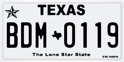 TX license plate BDM0119