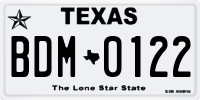 TX license plate BDM0122