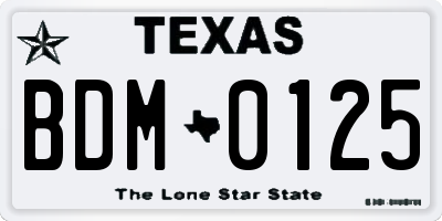 TX license plate BDM0125