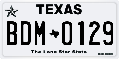 TX license plate BDM0129