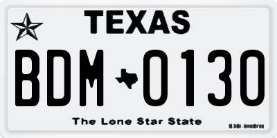 TX license plate BDM0130