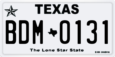 TX license plate BDM0131