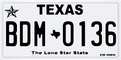 TX license plate BDM0136