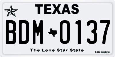 TX license plate BDM0137