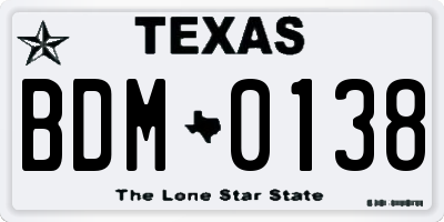 TX license plate BDM0138