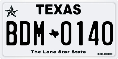 TX license plate BDM0140