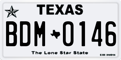 TX license plate BDM0146