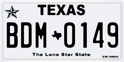 TX license plate BDM0149