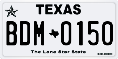 TX license plate BDM0150