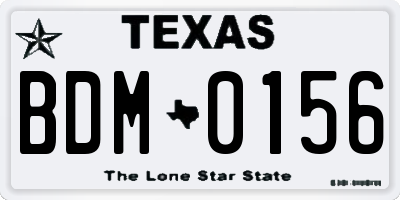 TX license plate BDM0156