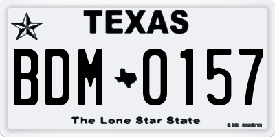 TX license plate BDM0157