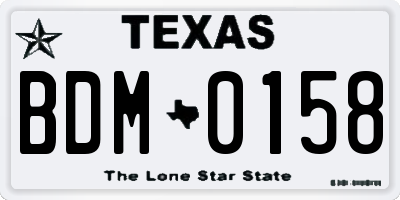 TX license plate BDM0158