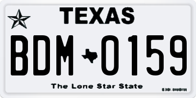 TX license plate BDM0159
