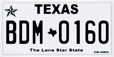 TX license plate BDM0160