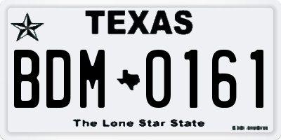 TX license plate BDM0161