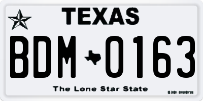 TX license plate BDM0163