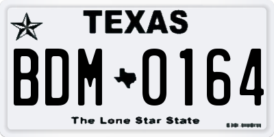 TX license plate BDM0164